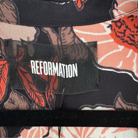 Reformation Black Floral Wrap Dress | Pink & White Flowers | NWT | Sz S - Picture 3 of 10